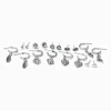 Burnished Silver-tone Mixed Earrings Set - 9 Pack
