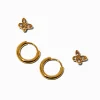 C LUXE by Claire's 18k Gold Plated Butterfly Studs & Hoop Earring Stackables Set - 2 Pack