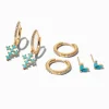 C LUXE by Claire's 18k Gold Plated Turquoise Cross Earring Stackables Set - 3 Pack