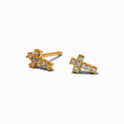 C LUXE by Claire's 18k Gold Plated Cubic Zirconia Cross Stud Earrings