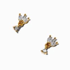 C LUXE by Claire's 18k Gold Plated Cubic Zirconia Flower Drop Earrings