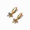 C LUXE by Claire's 18k Yellow Gold Plated Crystal Bow Dangling Hoop Earrings