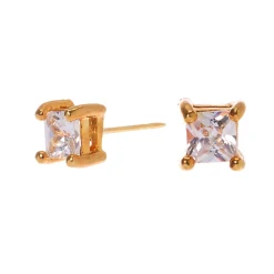 C LUXE by Claire's 18kt Gold Plated Cubic Zirconia 3mm Square Stud Earrings