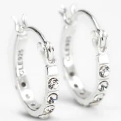 C LUXE by Claire's Sterling Silver 12mm Crystal Embellished Hoop Earrings