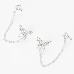 C LUXE by Claire's Sterling Silver Butterfly Ear Connector Earrings
