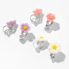 Carved Flower Clip-On Earrings - 3 Pack