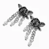Carved Rose & Pearl Chains Drop Earrings