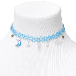 Celestial Icons Tattoo Choker Necklace - Blue