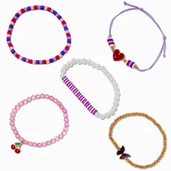 Cherry Polymer Clay Seed Bead Bracelet Set - 5 Pack