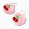 Cherry Pom Pom 2" Drop Earrings