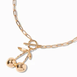 Cherry Toggle Paperclip Chain Pendant Necklace