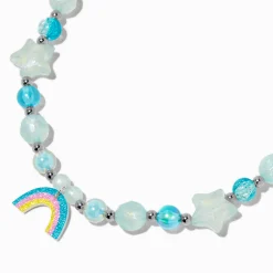 Claire's Club Blue Beaded Rainbow Pendant Necklace