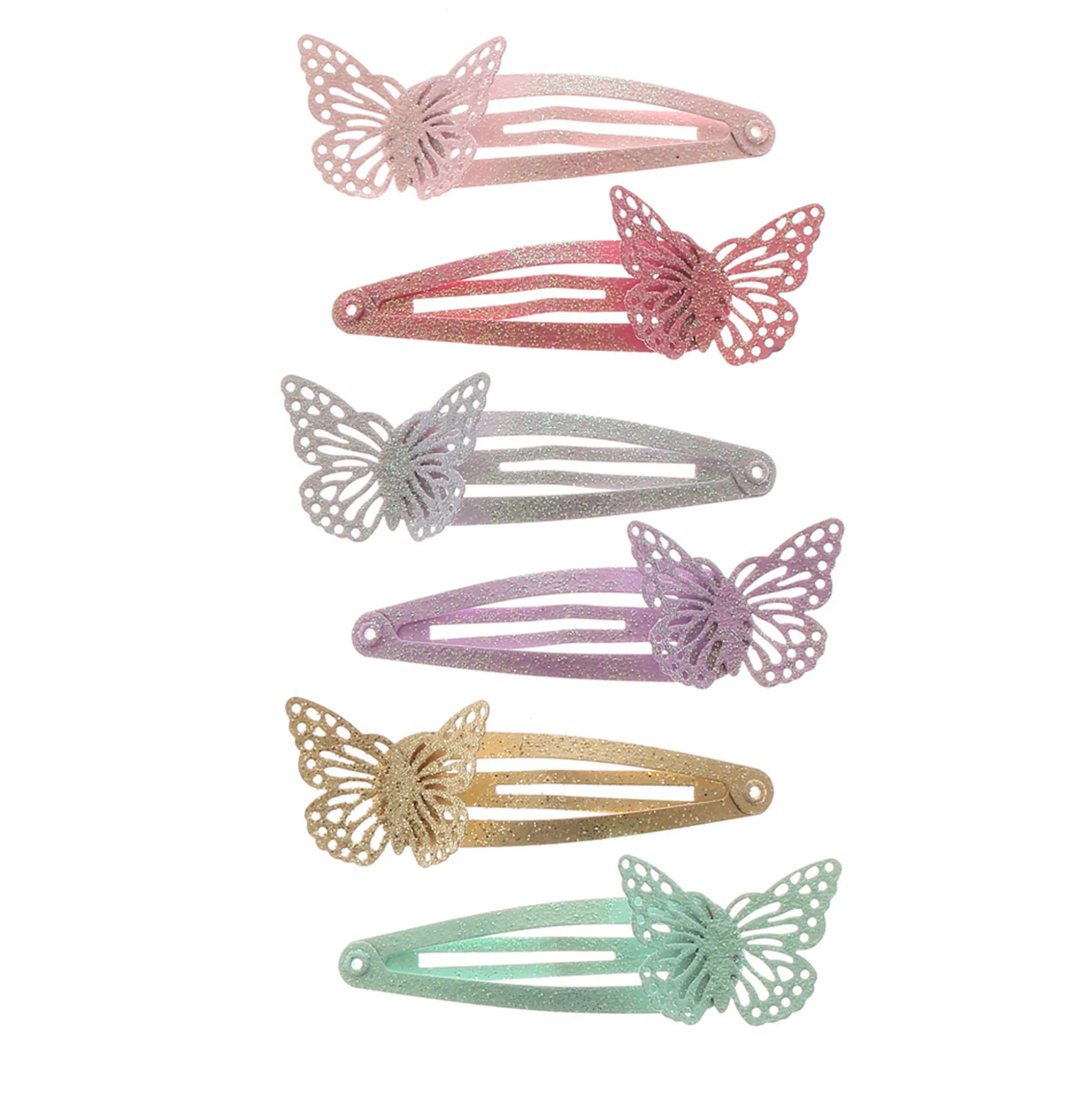 Claire's Club Butterfly Glitter Snap Hair Clips - 6 Pack