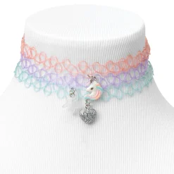 Claire's Club Glitter Charm Tattoo Choker Necklaces - 3 Pack