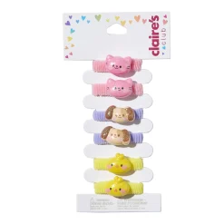 Claire's Club Glitter Critter Ribbed Hair Ties - 6 Pack
