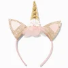 Claire's Club Gold Glitter Pink Unicorn Ears Headband