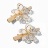 Claire's Club Gold Rhinestone Flower Hair Clips - 2 Pack