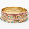 Claire's Club Gold-tone Faux Gem Glitter Bangle Bracelets - 4 Pack