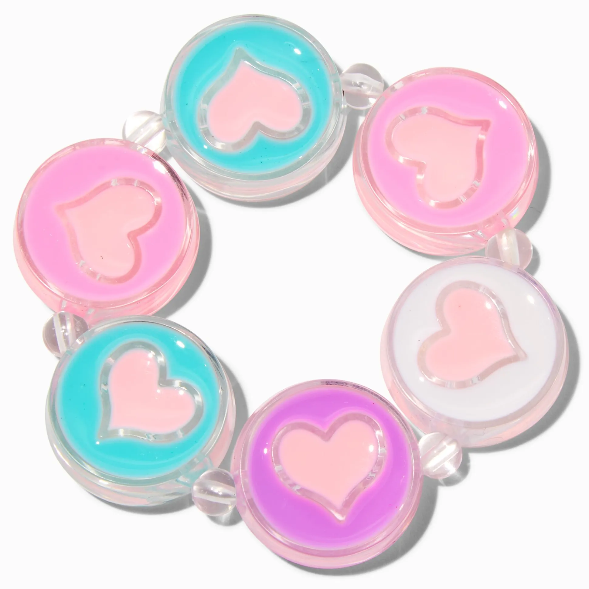 Claire's Club Heart Disc Stretch Bracelet