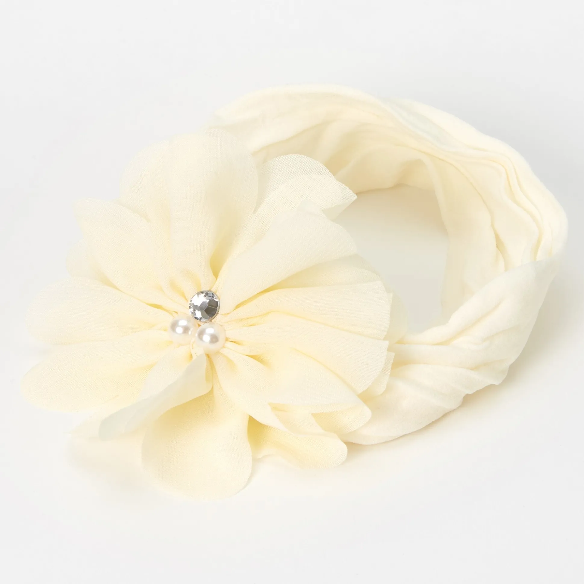 Claire's Club Ivory Chiffon Flower Headwrap