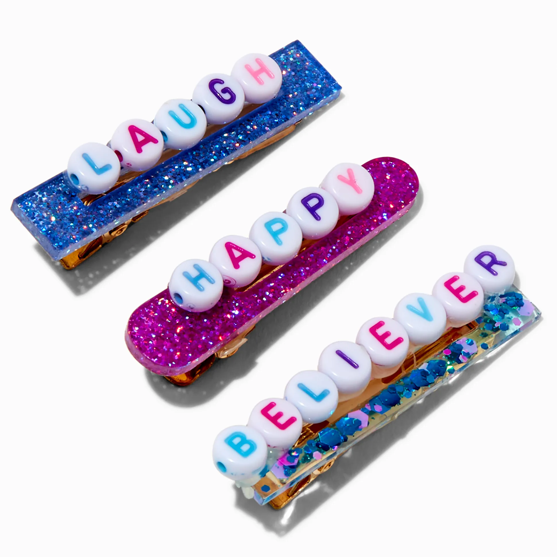 Claire's Club Jewel Tone Affirmation Hair Clips - 3 Pack