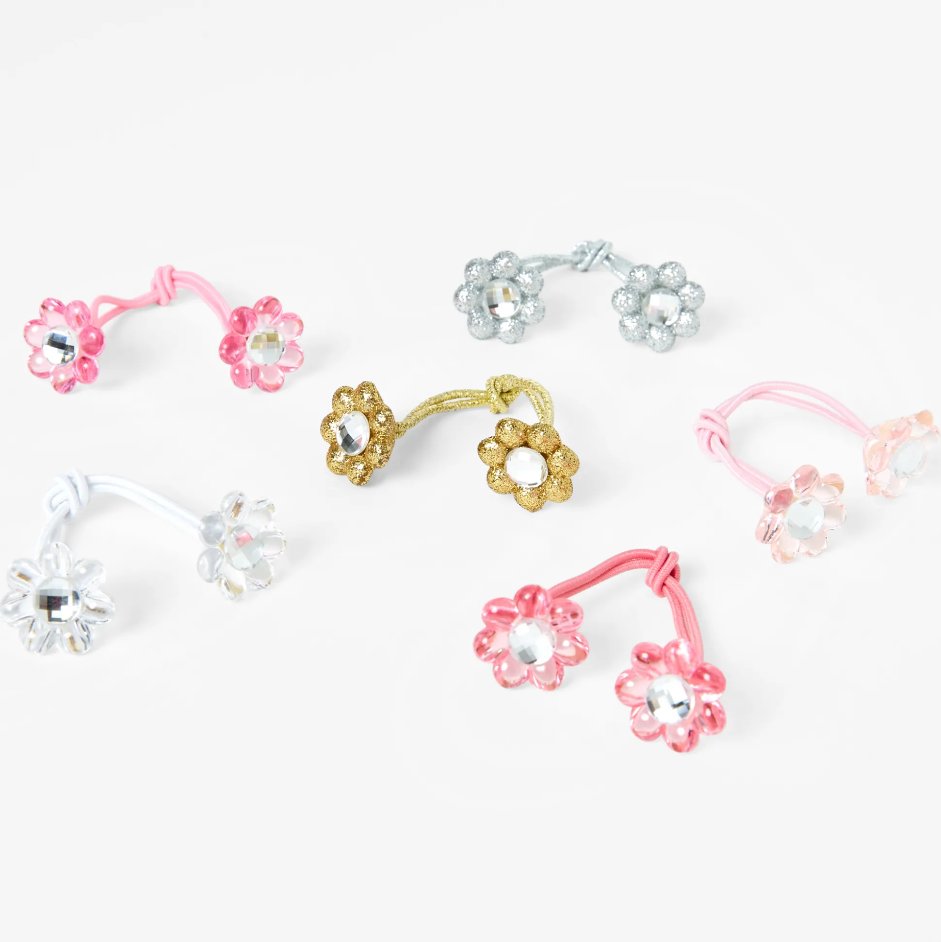 Claire's Club Multicolored Flower Hair Ties - 6 Pack