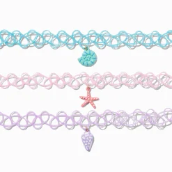 Claire's Club Pastel Beach Tattoo Choker Necklaces - 3 Pack