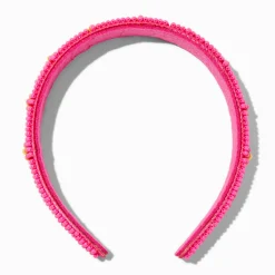 Claire's Club Pink Beaded Daisy Headband