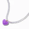 Claire's Club Purple Puffy Heart Pendant Necklace