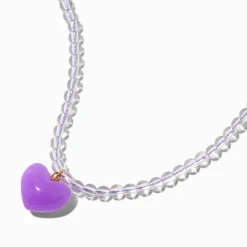 Claire's Club Purple Puffy Heart Pendant Necklace