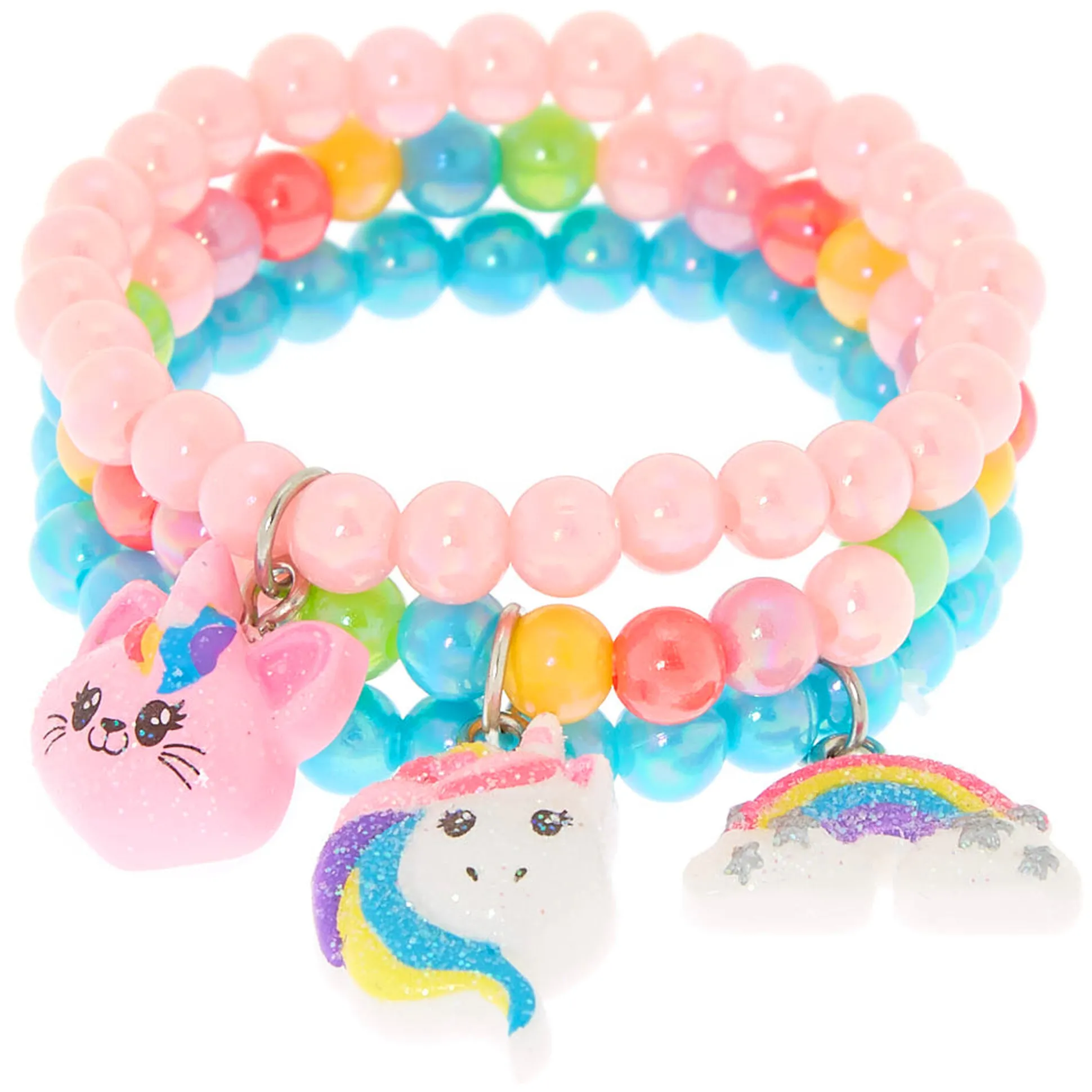 Claire's Club Rainbow Beaded Stretch Bracelets - 3 Pack