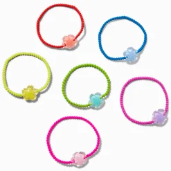 Claire's Club Rainbow Flower Hair Ties - 6 Pack