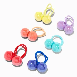 Claire's Club Rainbow Knocker Bead Hair Ties - 6 Pack