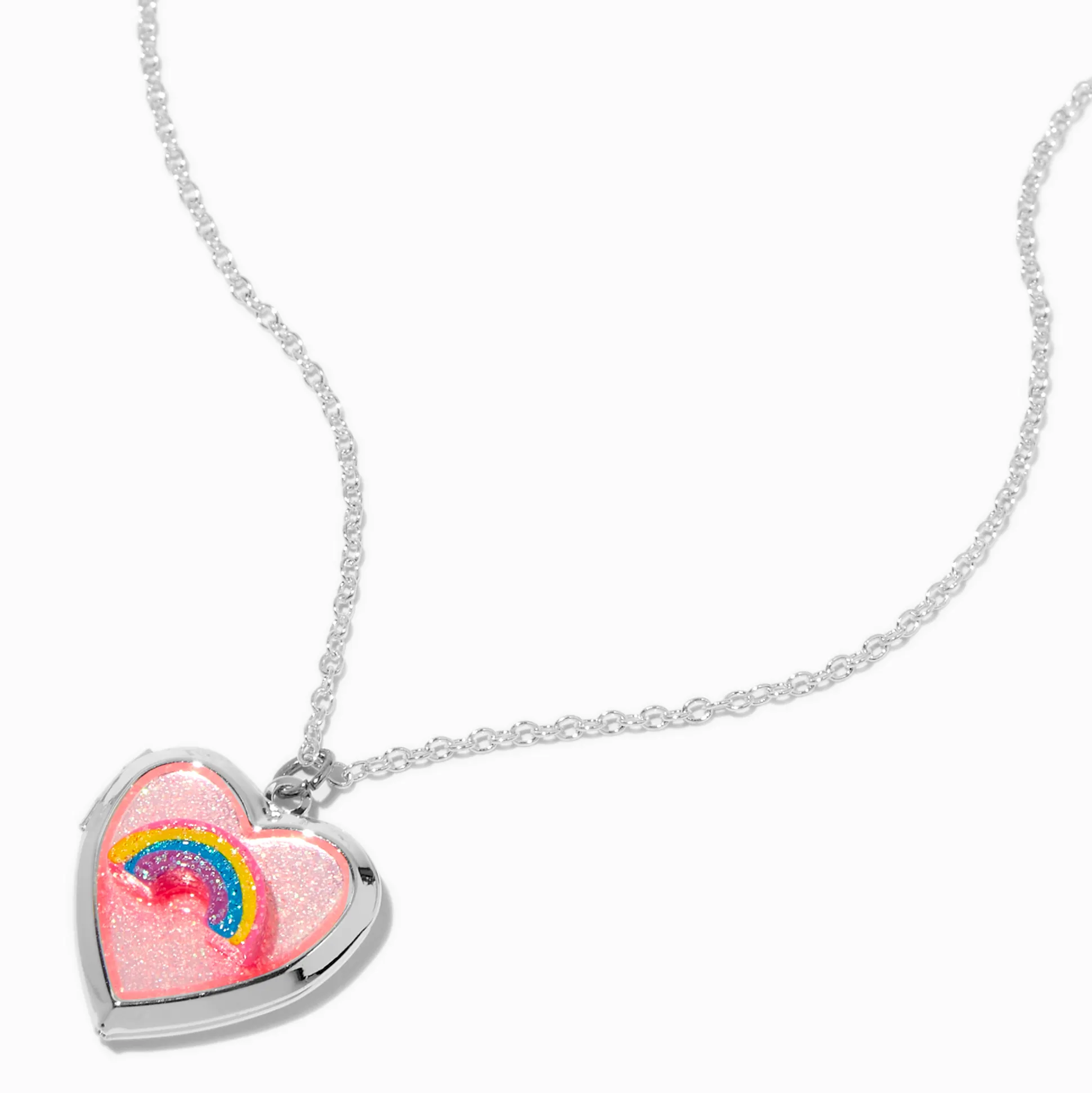 Claire's Club Rainbow Locket Silver-tone Necklace