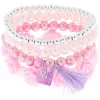 Claire's Club Rose Tassel Stretch Bracelets - 4 Pack