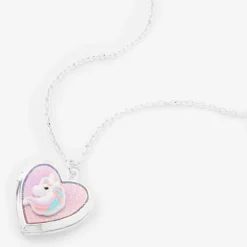 Claire's Club Silver Unicorn Locket Necklace