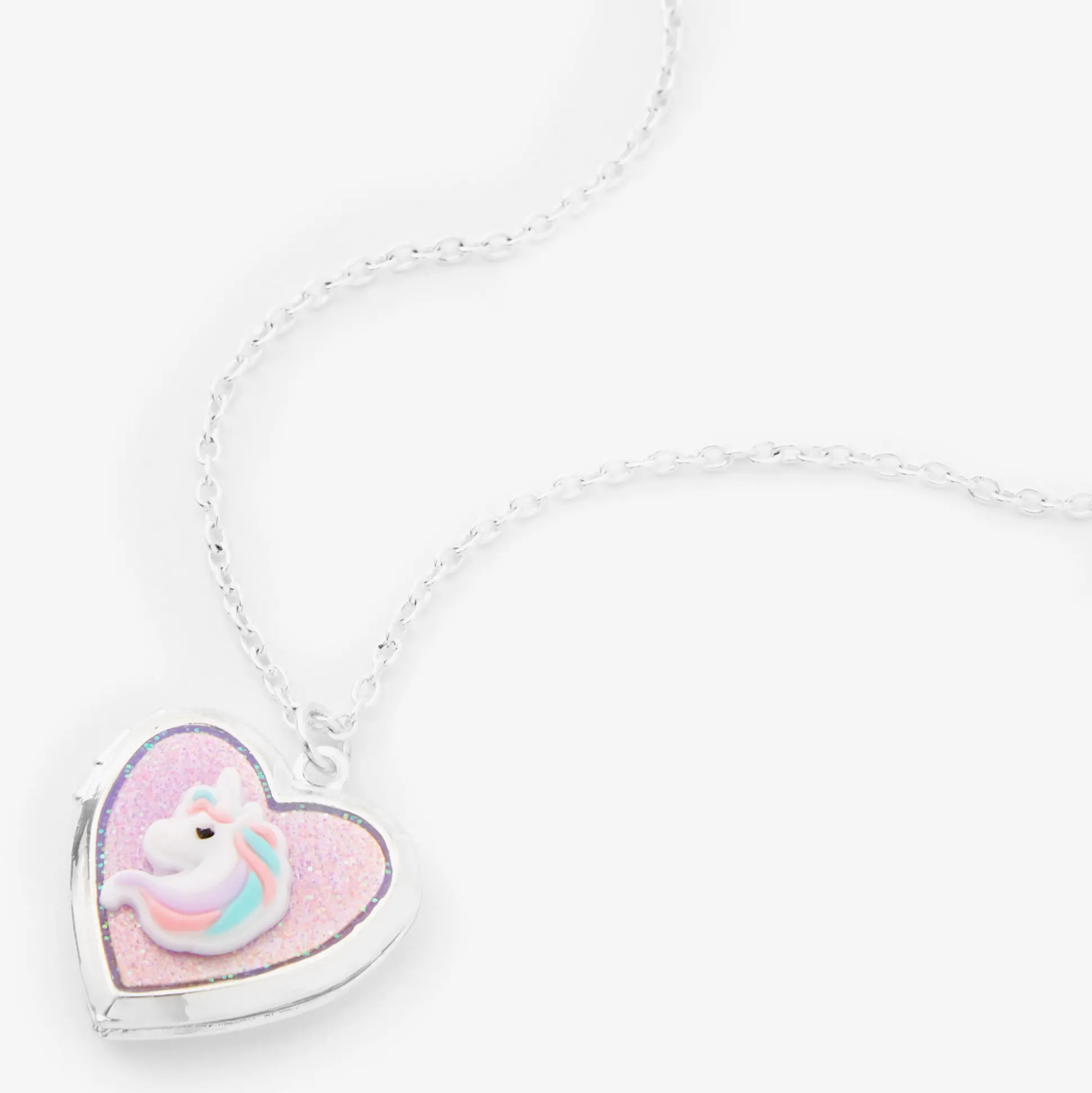 Claire's Club Silver Unicorn Locket Necklace