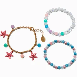 Claire's Club Starfish Charm & Beaded Bracelet Set - 3 Pack