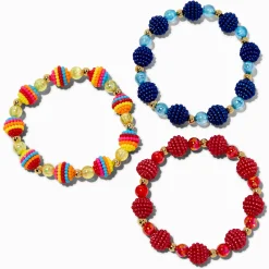 Claire's Club Textured Beaded Stretch Bracelets - 3 Pack