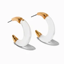 Clear Lucite Gold-tone Hoop Earrings