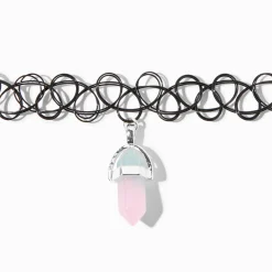 Color-Changing Mystical Gem Pendant Black Tattoo Choker Necklace