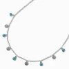 Cowgirl Turquoise Disc Dangle Silver-tone Chain Necklace