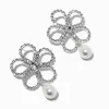 Crystal & Pearl Flower Drop Earrings