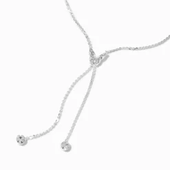 Crystal Butterfly Silver-tone Y-Neck Necklace