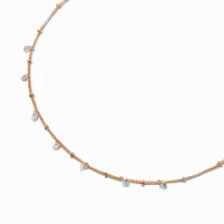Cubic Zirconia Confetti Charm Gold-tone Chain Necklace