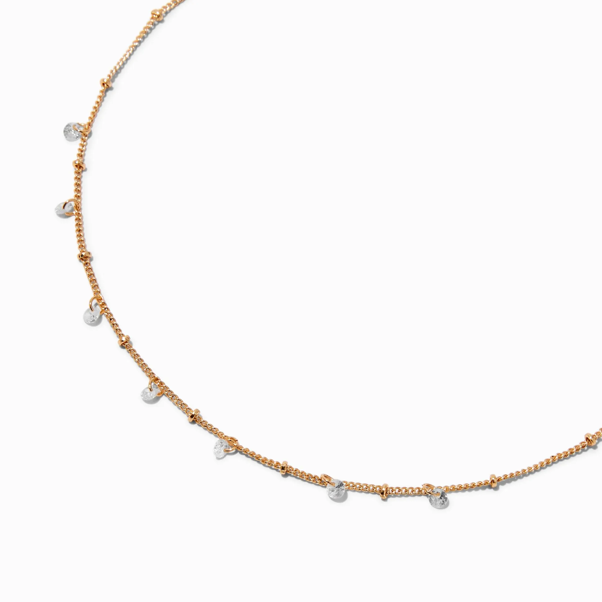 Cubic Zirconia Confetti Charm Gold-tone Chain Necklace