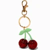 Embellished Cherries Gold-tone Keychain