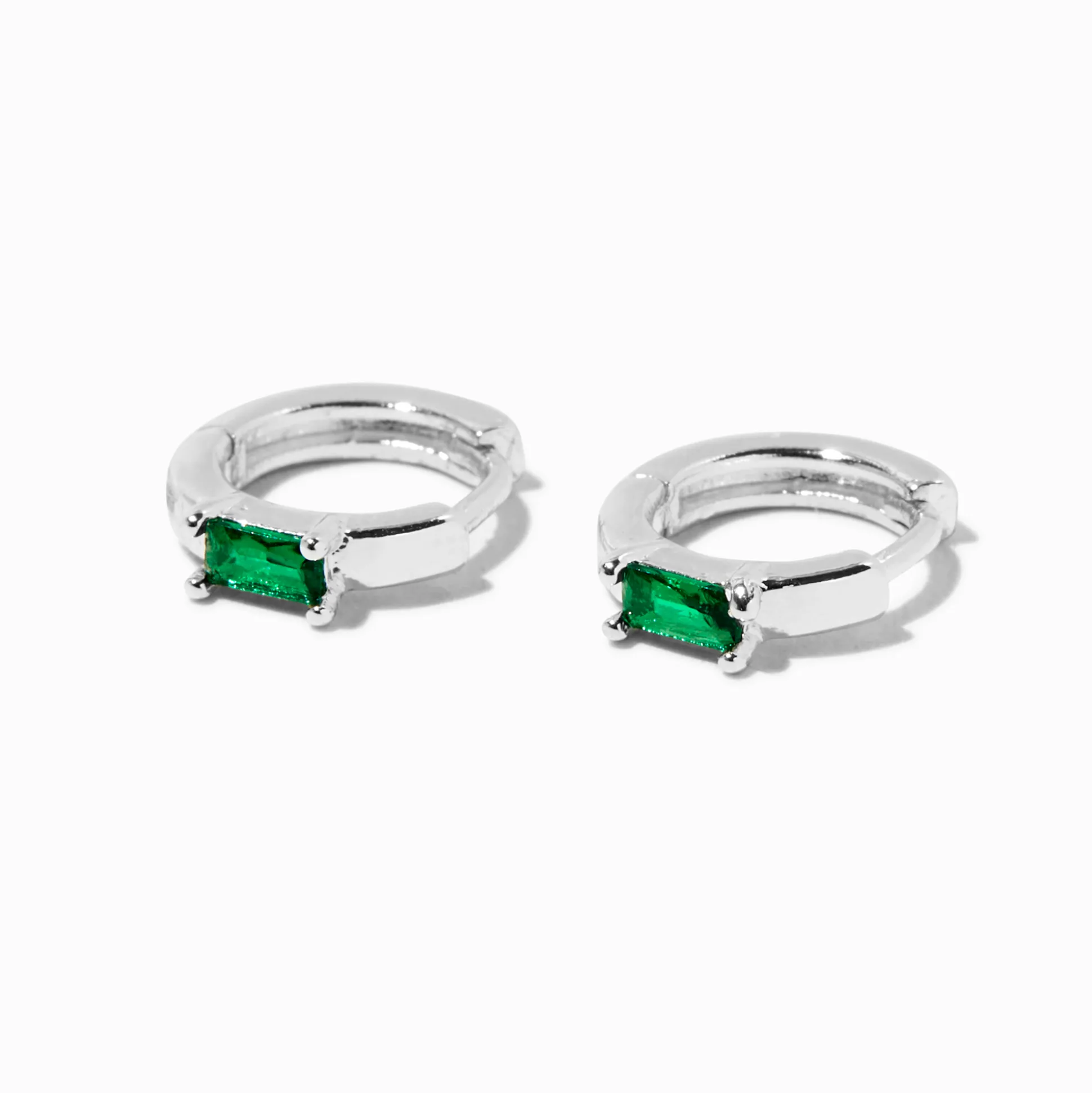 Emerald Green Cubic Zirconia 10mm Hoop Earrings