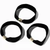 Flat Black Gold-tone Beaded Hair Ties - 3 Pack