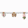 Floral & Bow Charm Pearl Choker Necklace